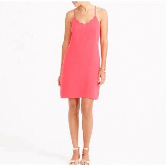 NWT J. Crew Pink Scallop Hem Pink Barbie Barbiecore Mini Dress - Picture 2 of 7
